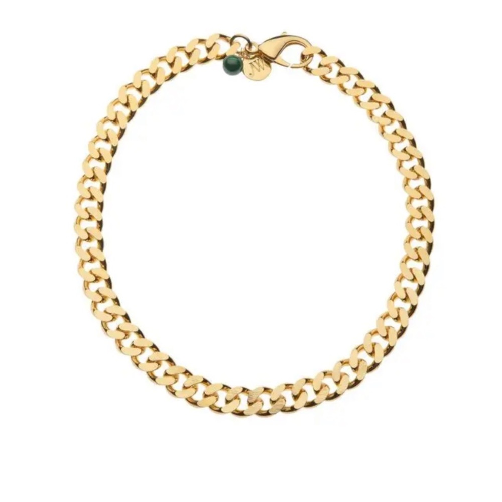 Jane Win | Curb Chain with Malachite Bead | 14k Gold Plated ✨